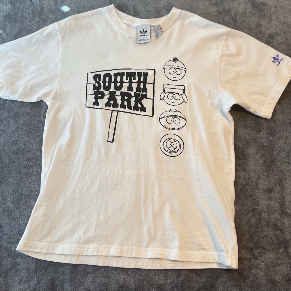 Adidas Originals South Park T-shirt with white graphic of four main characters